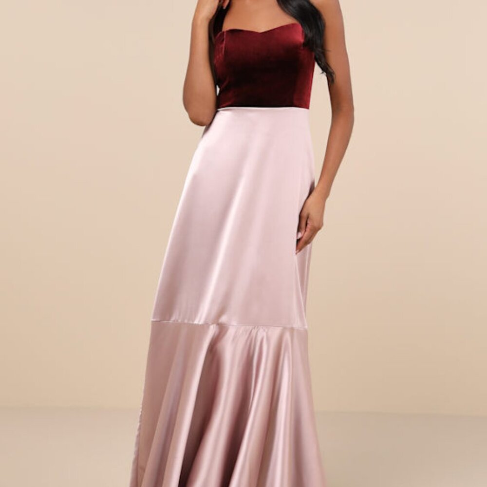 Mauve Pink Mixed Media Halter Maxi Dress